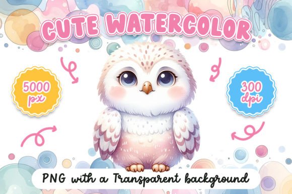 Download Cute Watercolor Snowy Owl - Premium Bundle