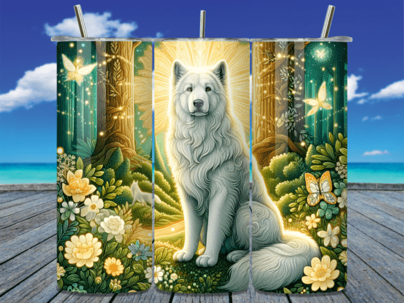 Download Arctic Wolf Floral Forest Tumbler Wrap - Arctic wolf Collection