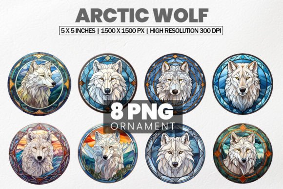 Download Arctic Wolf Stained Glass 08 Variation - Arctic wolf Collection
